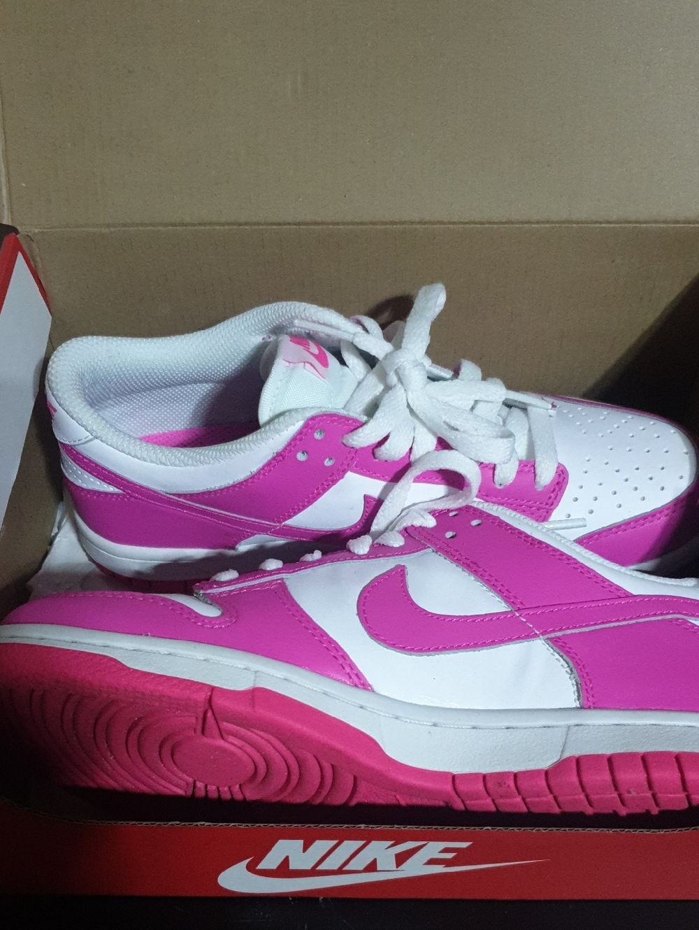 Nike White and Hot Pink Low-Top Sneakers